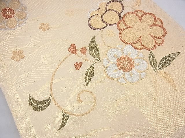 平和屋着物◎六通柄袋帯 花唐草文 金銀糸 逸品 BAAI6994cm