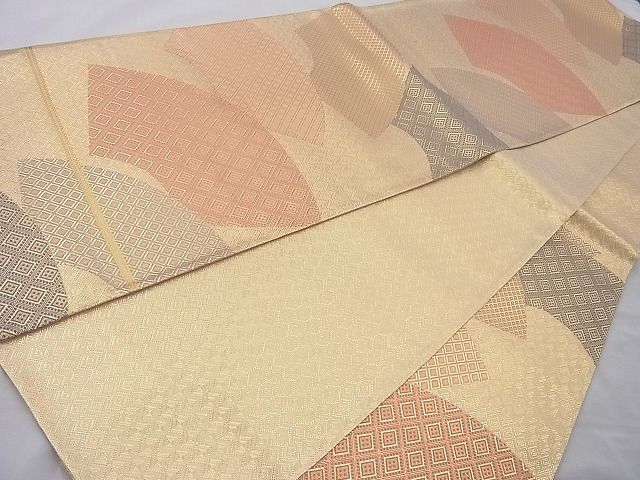 平和屋着物◎佐賀錦 六通柄袋帯 地紙散らし 金糸 逸品 BAAJ0841cm