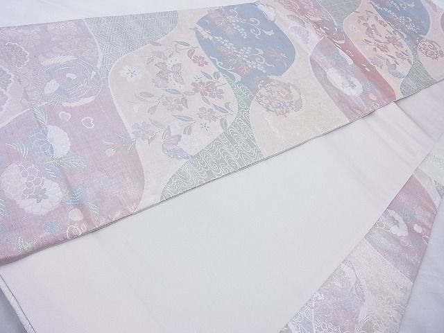 平和屋着物◎六通柄袋帯 立涌有職文 金糸 逸品 BAAJ0939cm