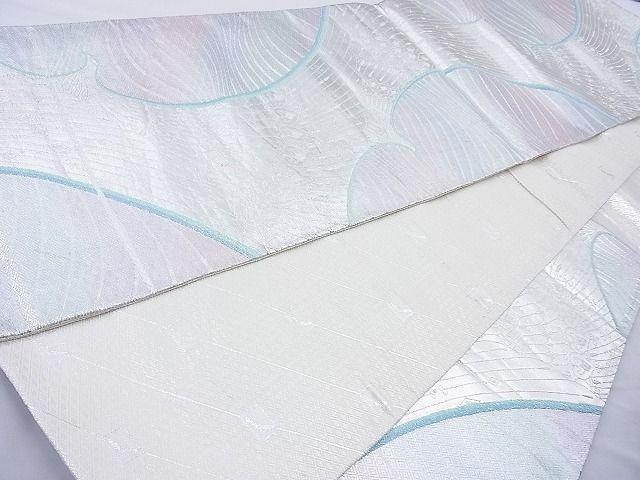平和屋着物◎佐賀錦 六通柄袋帯 飾花文様 銀糸 逸品 BAAJ6705cm