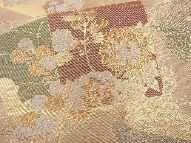 平和屋着物◎六通柄袋帯 唐織 織功 金糸 逸品 BAAJ6750cm