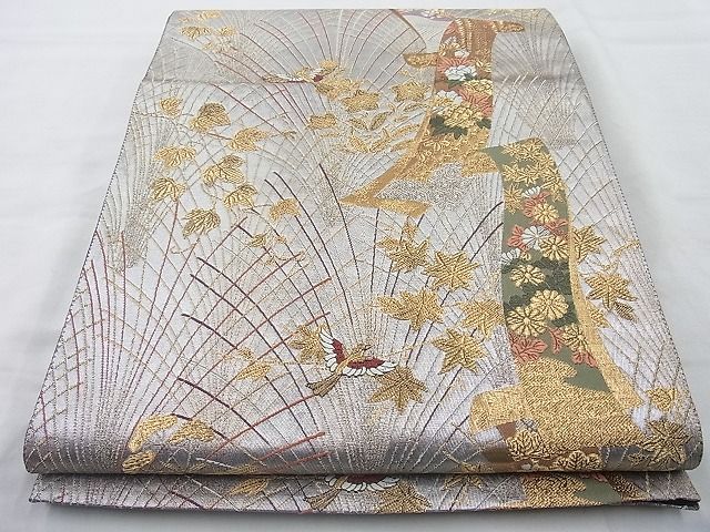 平和屋着物◎六通柄袋帯 唐織 瑞祥彩華 金銀糸 逸品 BAAJ6835cm
