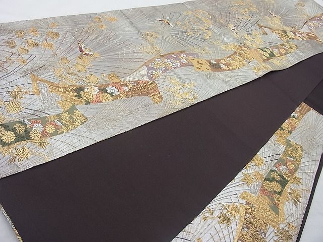 平和屋着物◎六通柄袋帯 唐織 瑞祥彩華 金銀糸 逸品 BAAJ6835cm