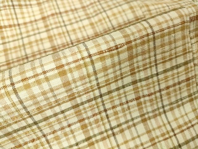 平和屋本店▽希少 人間国宝 志村ふくみ 紬 単衣 格子 たとう紙付き 逸品 DZAA2053kh4