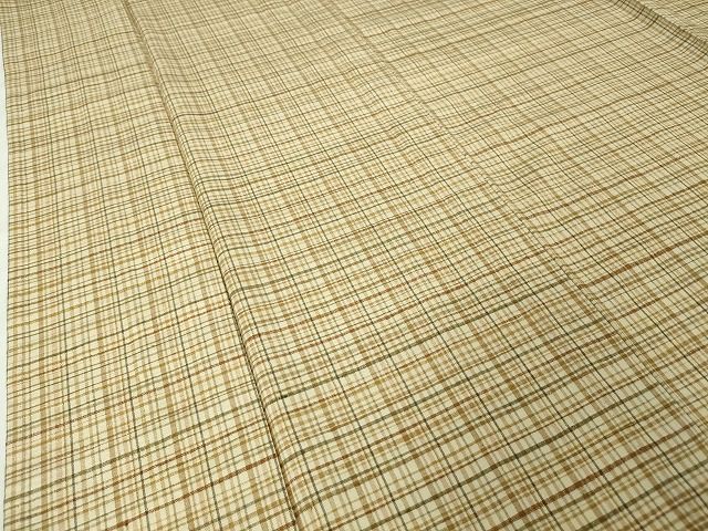 平和屋本店▽希少 人間国宝 志村ふくみ 紬 単衣 格子 たとう紙付き 逸品 DZAA2053kh4