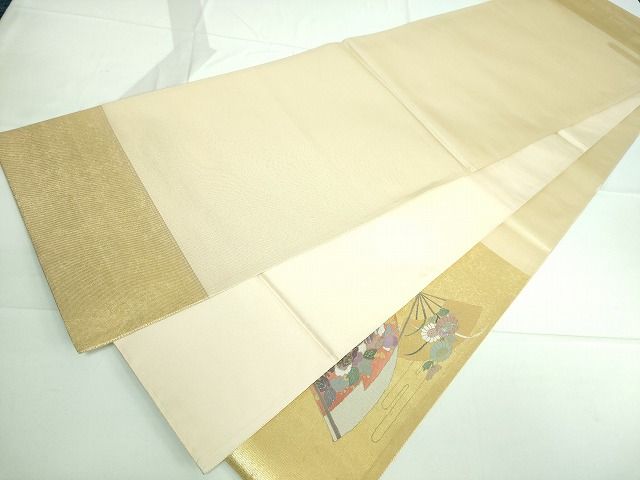 平和屋着物■太鼓柄袋帯 螺鈿箔 扇面御所車花文 金彩 逸品 DAAH8249ic
