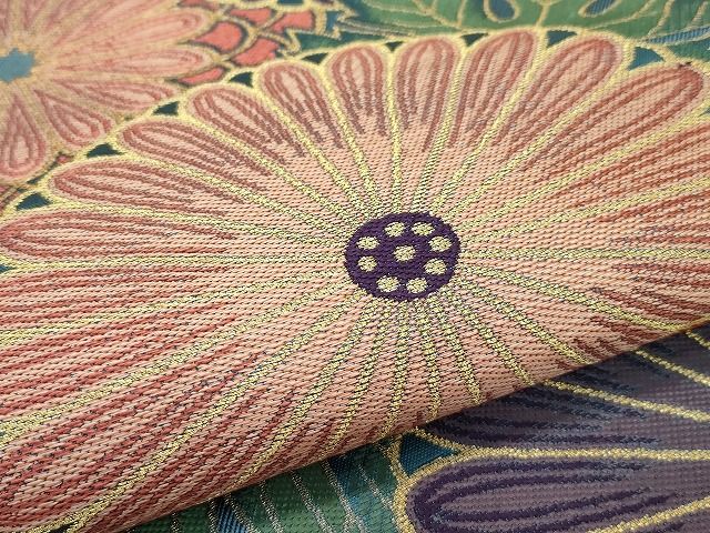 平和屋本店●極上 1854年創業 帯屋捨松 六通柄袋帯 菊 金糸 共箱付き 逸品 CZAA0939s4