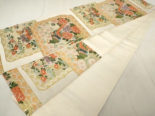 平和屋着物◎六通柄袋帯 唐織 花鳥文 金糸 正絹 逸品 AAAL2708Atn