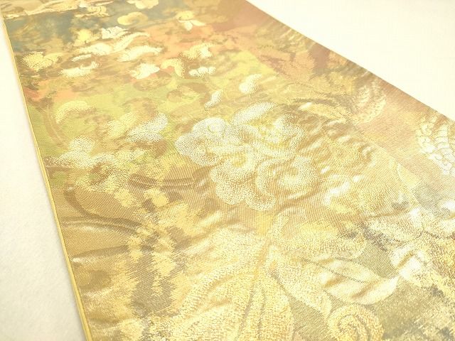 平和屋着物◎六通柄袋帯 双鶴花唐草文 金糸 引箔 逸品 DAAH9873tw