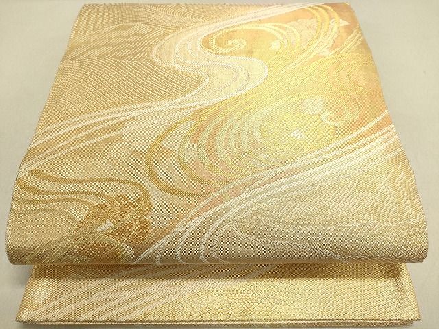 平和屋着物◎佐賀錦 六通柄袋帯 流水花文 金糸 逸品 DAAH9871tw