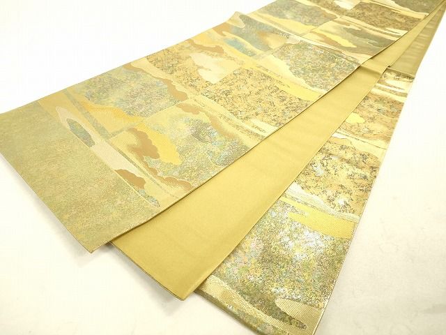 平和屋着物◎六通柄袋帯 色紙雲文 観世 金糸 引箔 逸品 DAAH9908tw