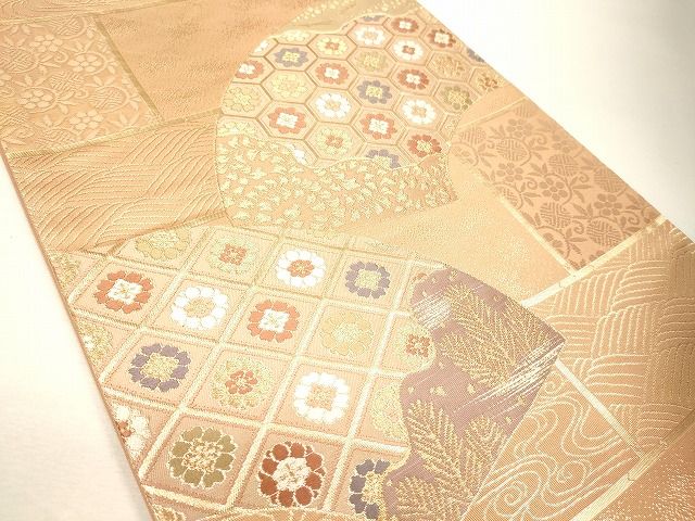 平和屋着物◎六通柄袋帯 地紙菱花文 金糸 逸品 CAAF5942oy