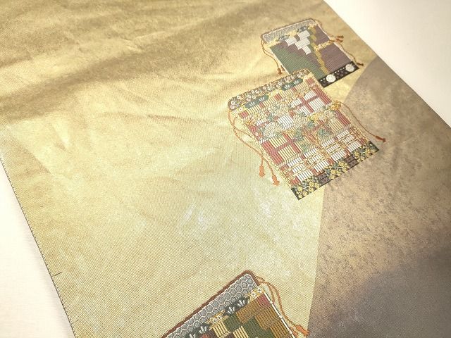 平和屋着物◎太鼓柄袋帯 秀宝 金糸 逸品 CAAF5948oy
