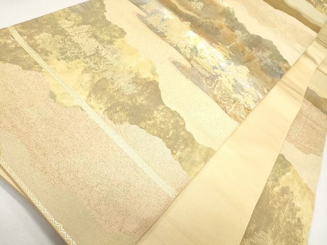 平和屋着物◎六通柄袋帯 風景草木文 賛美箔 逸品 CAAF5934oy