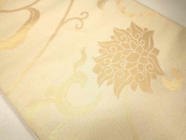 平和屋着物◎全通柄袋帯 手織 花唐草文 金糸 逸品 CAAF5954oy