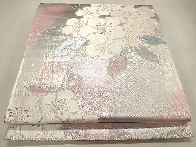 平和屋着物◎六通柄袋帯 唐織 花詩集 銀糸 逸品 CAAF5976oy