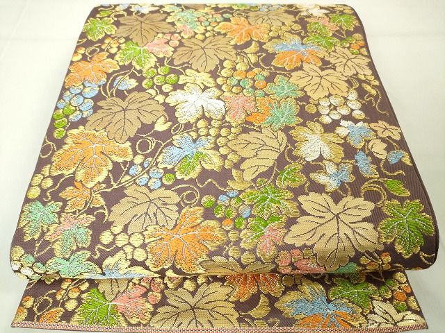 平和屋本店●極上 龍村美術織物 たつむら 本袋帯 漆彩葡萄文 金銀糸 逸品 DZAA2095kh4