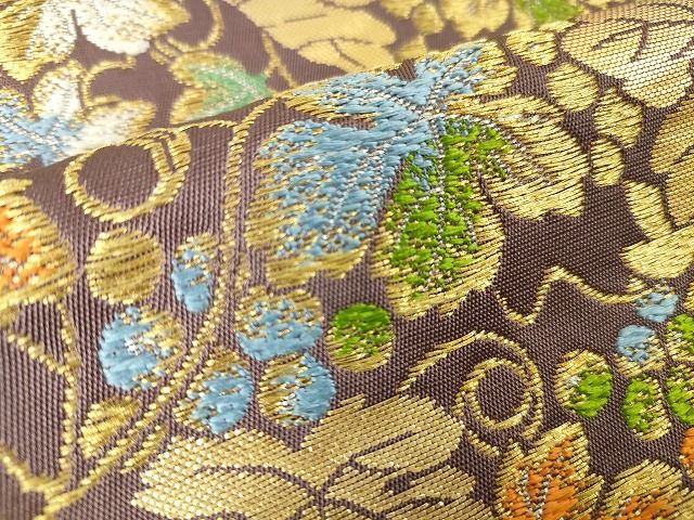 平和屋本店●極上 龍村美術織物 たつむら 本袋帯 漆彩葡萄文 金銀糸 逸品 DZAA2095kh4