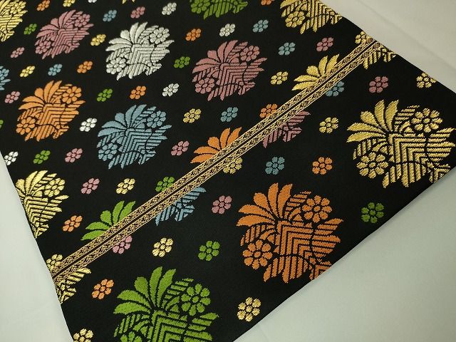 平和屋本店●極上 龍村美術織物 たつむら 本袋帯 唐織 聖樹花飾文 黒地 金銀糸 逸品 未使用 DZAA2101kh4