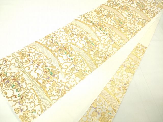 平和屋本店■極上 龍村美術織物 たつむら 六通柄袋帯 透彫唐花文 金糸 逸品 DZAA2100kh4