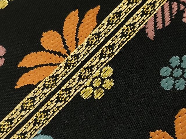 平和屋本店●極上 龍村美術織物 たつむら 本袋帯 唐織 聖樹花飾文 黒地 金銀糸 逸品 未使用 DZAA2101kh4
