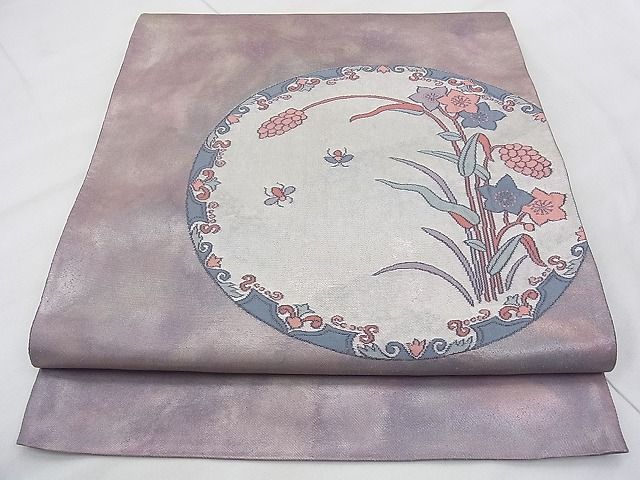 平和屋着物◎太鼓柄袋帯 蛍 秋草文 引箔 逸品 BAAJ0485qt