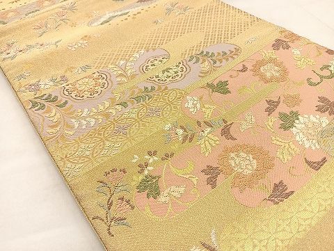 平和屋着物■六通柄袋帯 明綴 慶長金文様 金糸 逸品 BAAJ5826ea