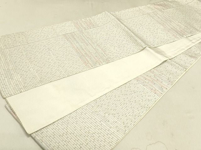平和屋着物◎六通柄袋帯 横段文 銀糸 逸品 DAAI2567ox