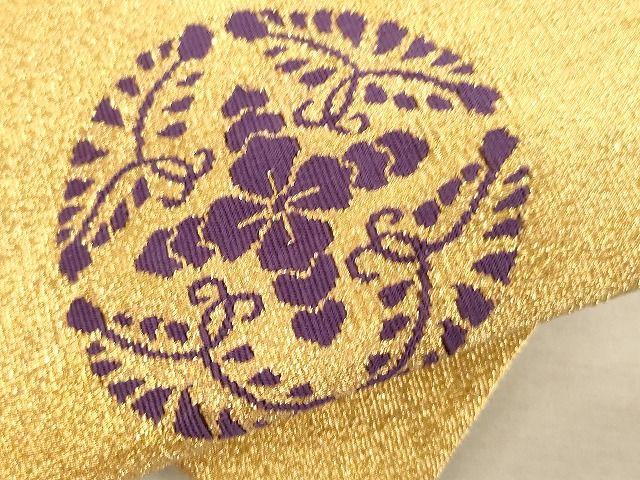 平和屋着物■打敷 内敷 三角 純金 花丸文 法衣 寺院 仏具 仏教 僧侶 神職 装束 AAAK2355Aja