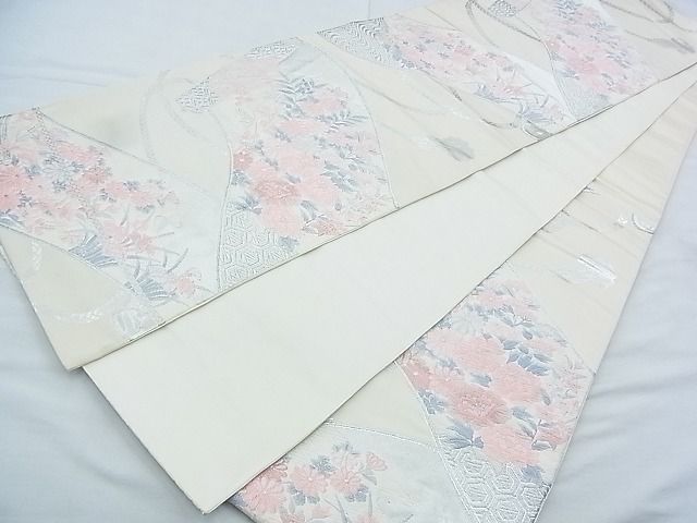 平和屋着物◎六通柄袋帯 唐織 花絵巻 銀糸 逸品 BAAJ5439ns