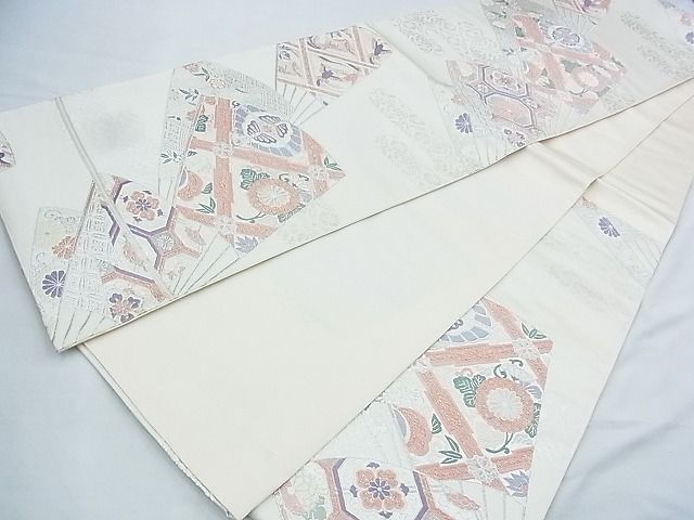 平和屋着物◎六通柄袋帯 唐織 扇面有職文 プラチナ箔 逸品 BAAJ5560ns