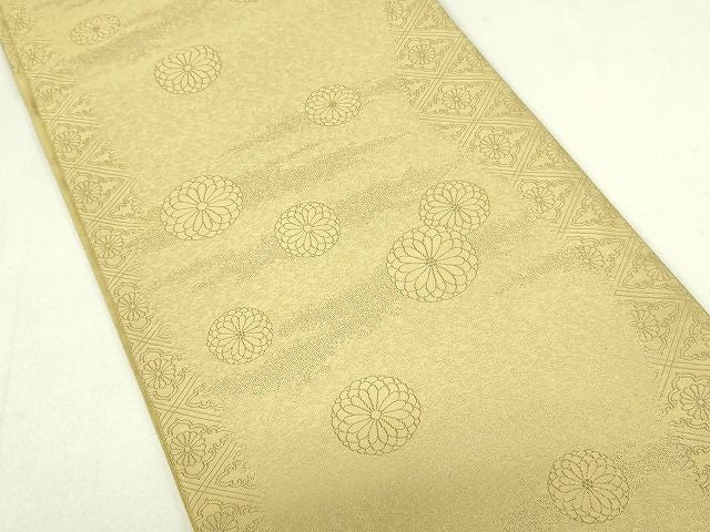平和屋着物■六通柄袋帯 紹巴 君子菊 砂色 逸品 DAAH6374sf