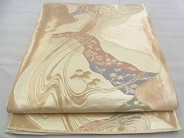 平和屋着物◎六通柄袋帯 光琳水文様 金糸 逸品 BAAJ3217if