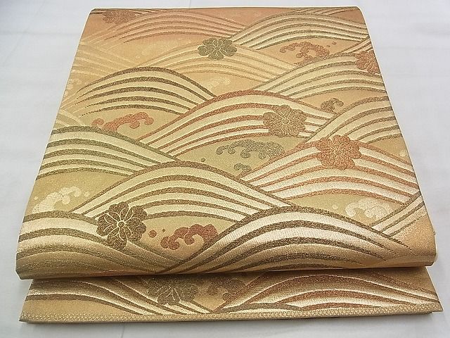 平和屋着物◎六通柄袋帯 桜流し 金彩 逸品 BAAJ3252if