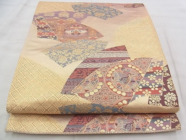 平和屋着物◎六通柄袋帯 唐織 地紙名物裂 金糸 逸品 BAAJ3277if