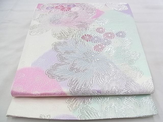 平和屋着物◎六通柄袋帯 唐織 舞花文 銀糸 逸品 BAAJ9310if