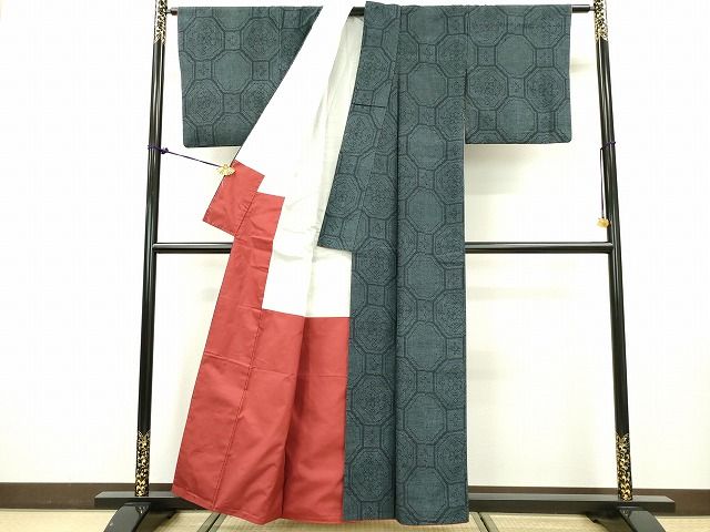 平和屋着物■上質な紬 蜀江花文 逸品 DAAI0552fe