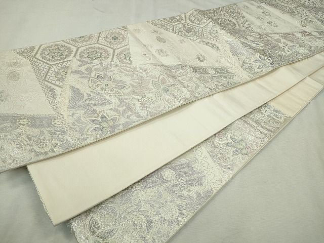 平和屋着物◎六通柄袋帯 唐織 煌きのオパール 切嵌草花文 逸品 CAAE7541in