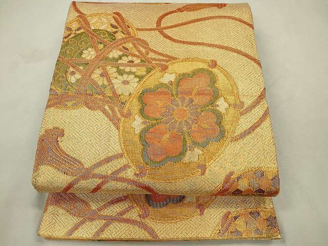 平和屋着物◎佐賀錦 六通柄袋帯 鼓舞花文 金糸 やまとオリジナル 逸品 CAAE7595in