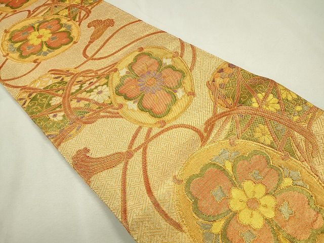 平和屋着物◎佐賀錦 六通柄袋帯 鼓舞花文 金糸 やまとオリジナル 逸品 CAAE7595in