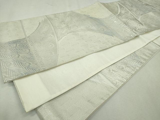 平和屋着物◎六通柄袋帯 孔雀羽文 銀糸 逸品 CAAE7569in