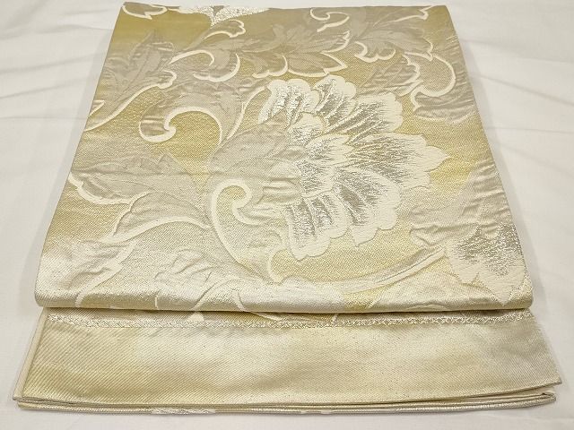 平和屋着物◎六通柄袋帯 唐織 草花文 銀糸 正絹 逸品 AAAL5641Aex