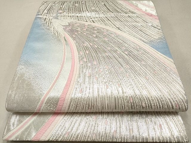平和屋着物◎六通柄袋帯 唐織 孔雀文 銀糸 逸品 DAAI3093ya