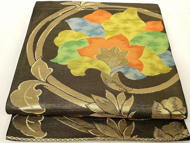 平和屋着物◎六通柄袋帯 花唐草文 金糸 正絹 逸品 AAAL4397Adw