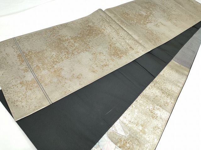平和屋着物◎太鼓柄袋帯 エ霞天井花文 銀糸 引箔 正絹 逸品 AAAK4941Aru