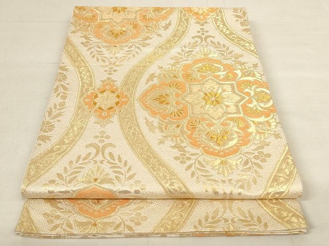 平和屋着物◎六通柄袋帯 立涌花文 金糸 正絹 逸品 AAAL0762Apf
