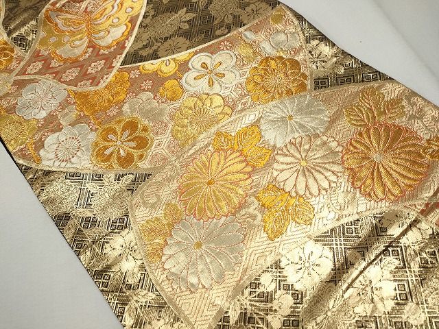 平和屋着物■六通柄袋帯 花蝶文 金銀糸 逸品 CAAI8907hy