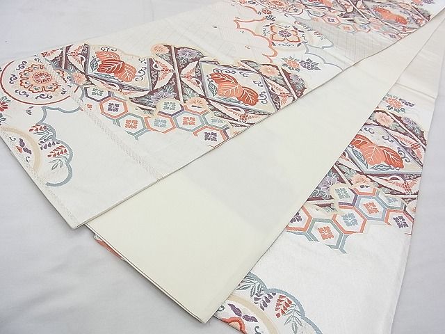 平和屋着物◎六通柄袋帯 唐織 雲取り有職文 銀糸 逸品 BAAJ0570qt