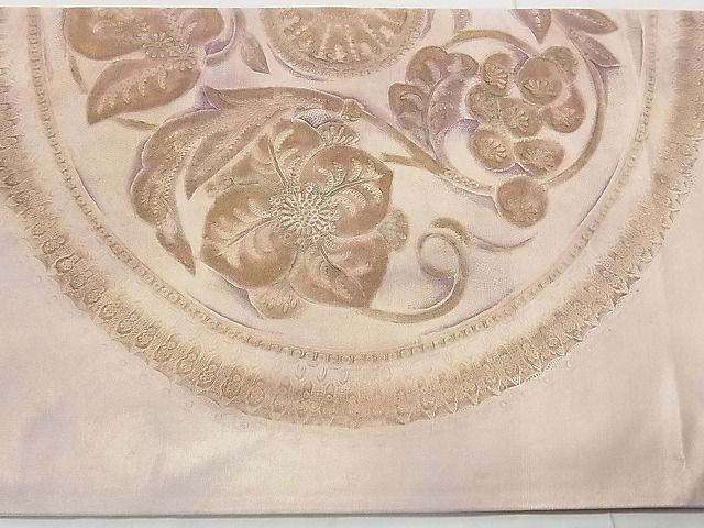 平和屋着物◎太鼓柄袋帯 ふくれ織 花唐草文 金彩 逸品 BAAJ8970qt