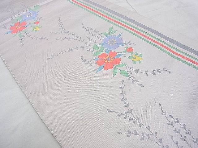 平和屋着物◎六通柄袋帯 草花文 逸品 BAAJ8972qt